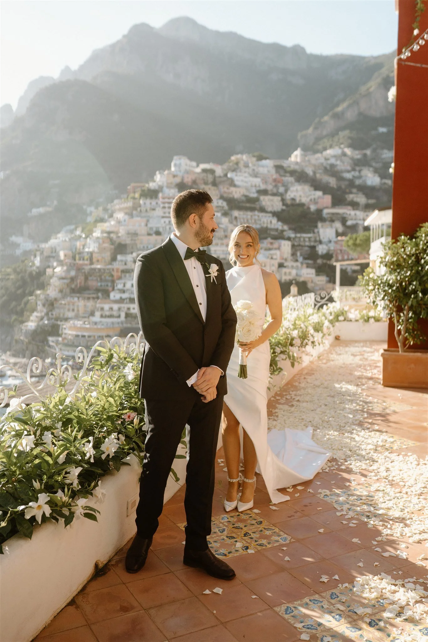 A couple on a terrace above Positano